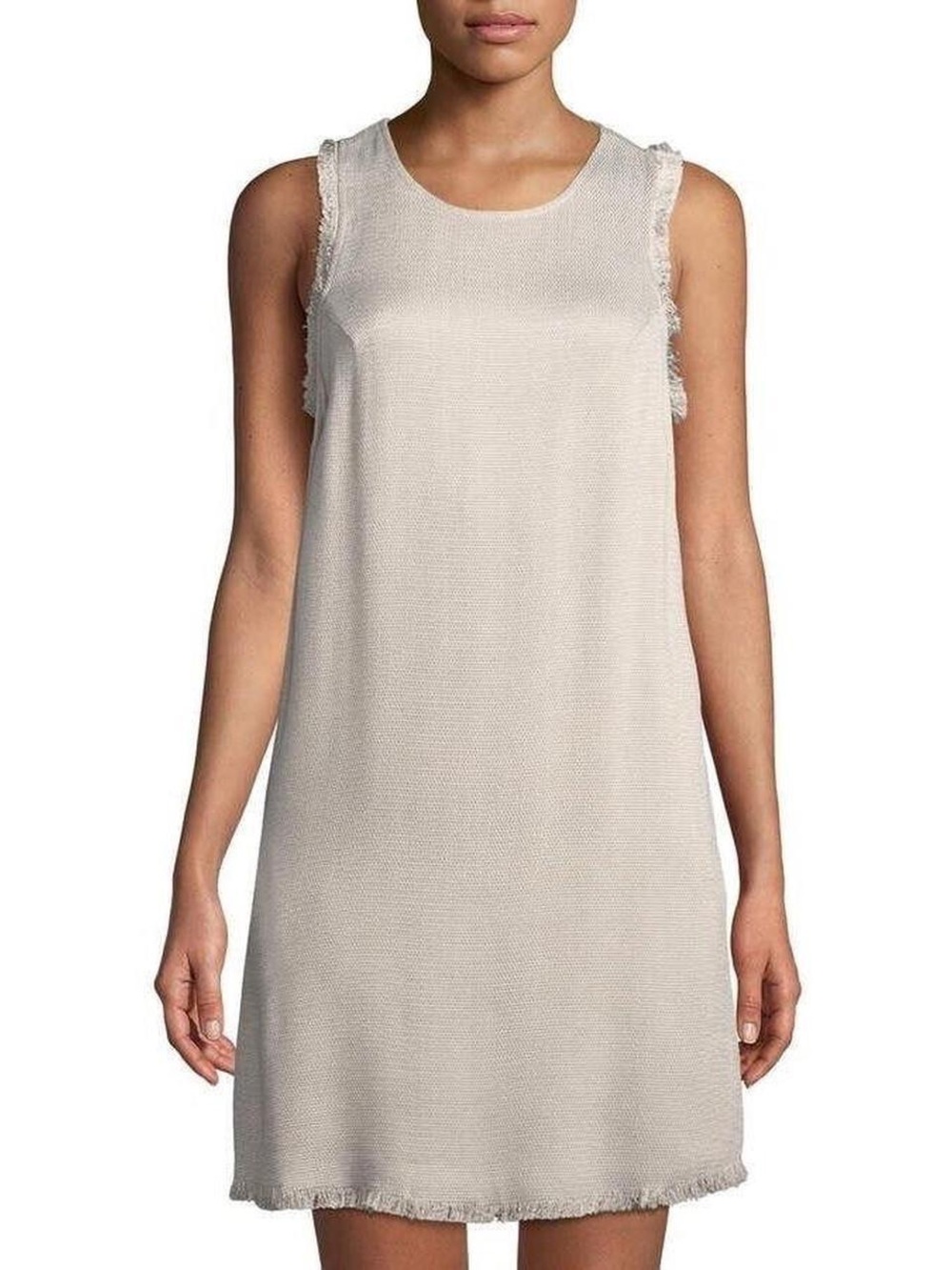 ASTR The Label Julia Oatmeal Fringe Shift Mini Dress Size Small